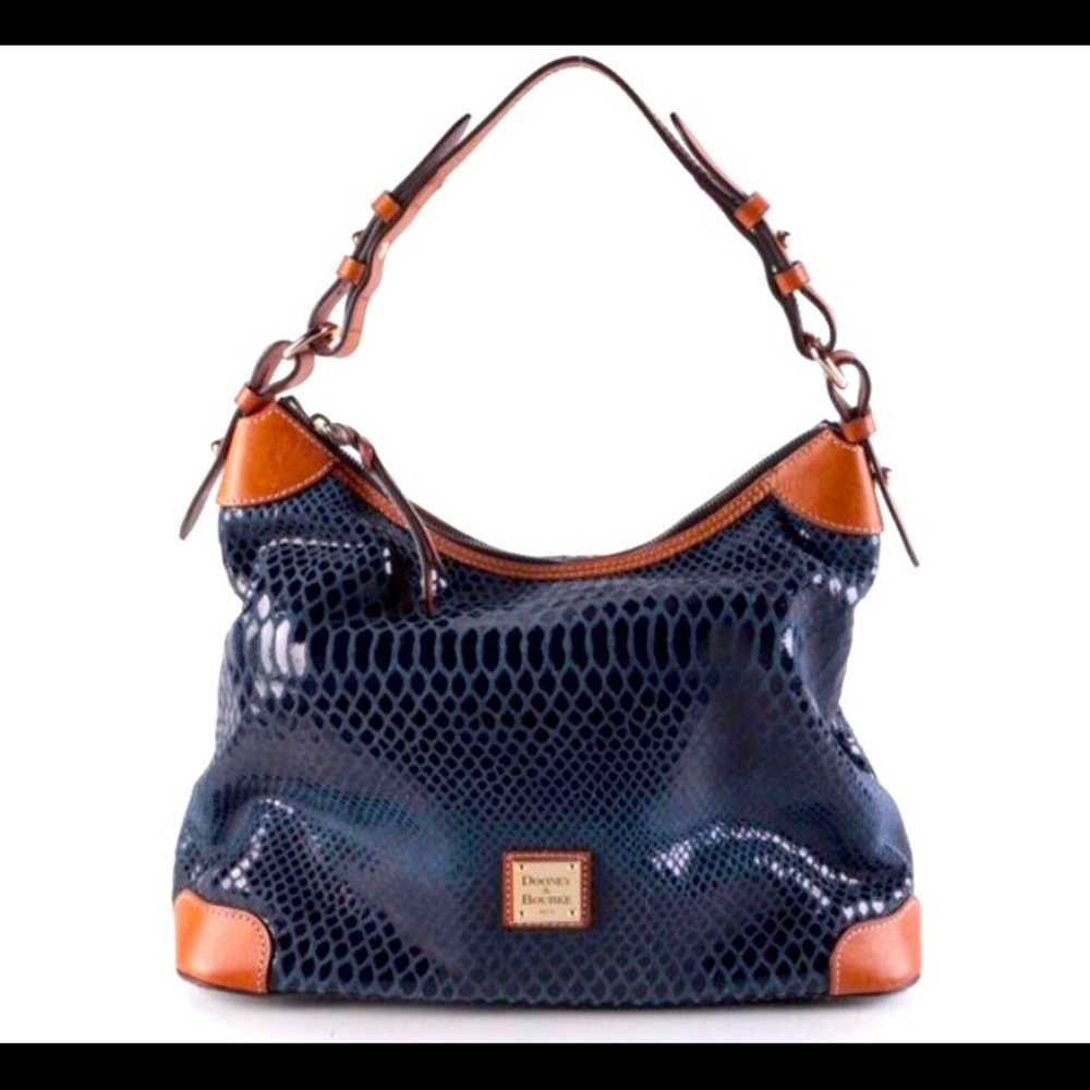 Dooney & Bourke Erica blue snake embossed hobo bag